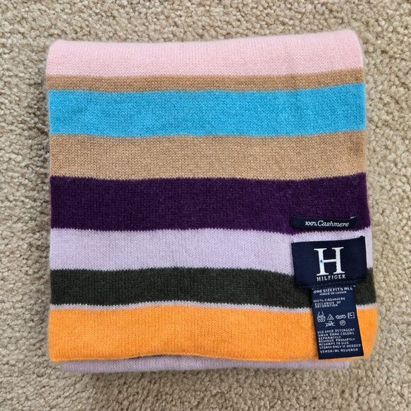 Colorful striped cashmere scarf Hilfiger - Picture 10 of 10